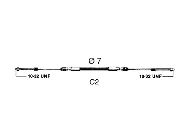 Ultraflex, Kontrolkabel C2, Slaglængde 87 mm - Kompatibel med Indenbordsmotorer, Sterndrev og Påhængsmotorer – Størrelse: 5,49 M (18 fod)