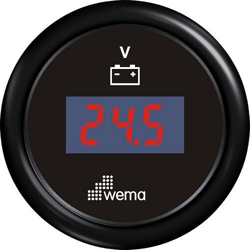 Wema, Voltmeter, Sort, Ø 58 mm, IP67, LED-belysning (1 stk.)