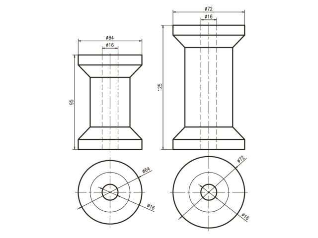 Talamex, Kølrull PU 95mm Ø64mm Skaft 16mm (1 stk)