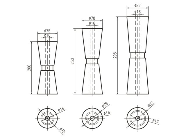 Talamex, V-kjøl rulle PU 200mm ø75mm 16mm