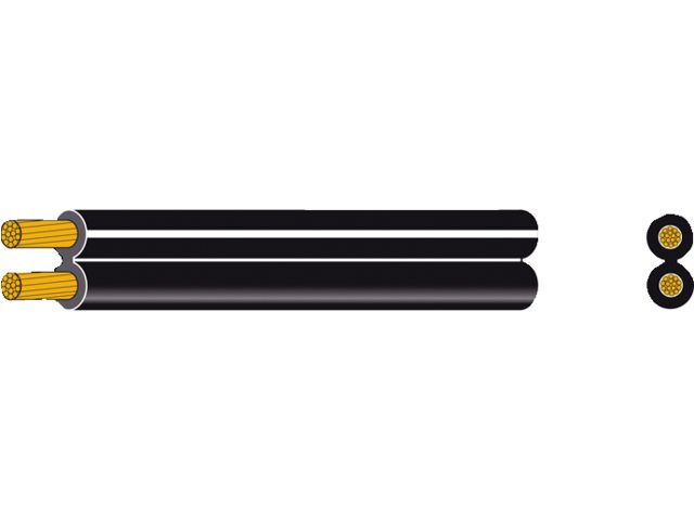 Speaker kabel 2x1.5mm² zwart/zwart-wit