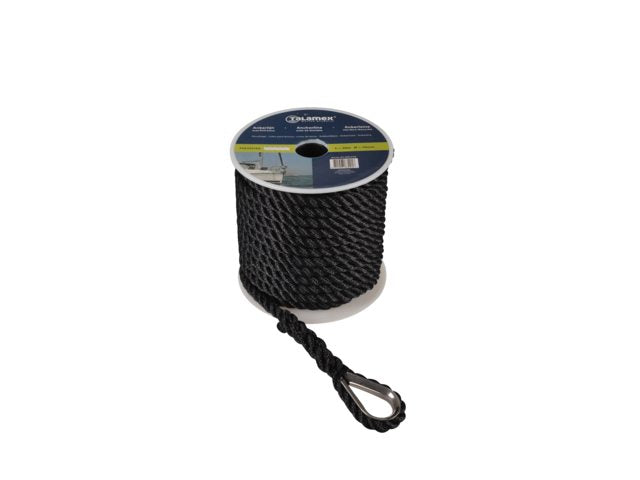 Ankerlijn polyester 10mm 20m  zwart