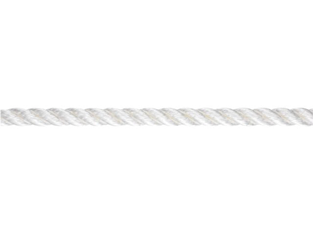 Talamex by Liros, Tiptolon 3-slået Nylon Ankerline, Hvid, Synkende – Størrelse: 8mm, 200 Meter