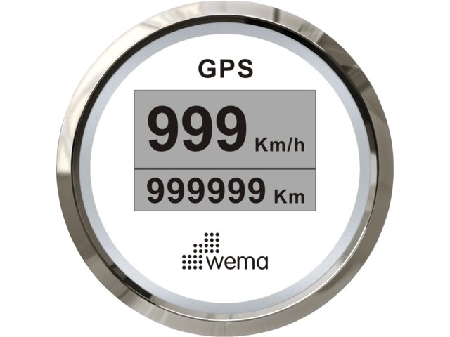 Silver serie GPS speedometer digitaal 52mm wit