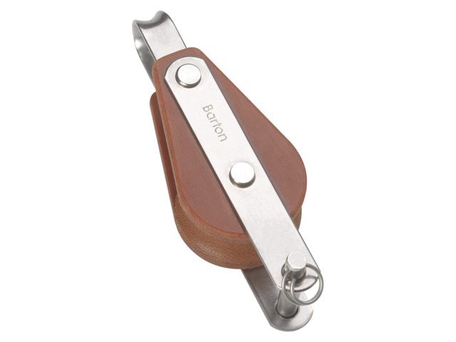 Blok tufnol met beugel en hondsvot 1-schijfs 64mm voor lijn 16mm