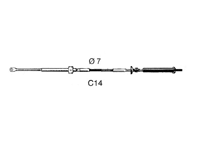 Ultraflex, C14 Motor Kontrol Kabel, 75 mm, Kompatibel med Johnson, Evinrude, OMC motorer, 1979 og fremefter – Størrelse: 4,59 M