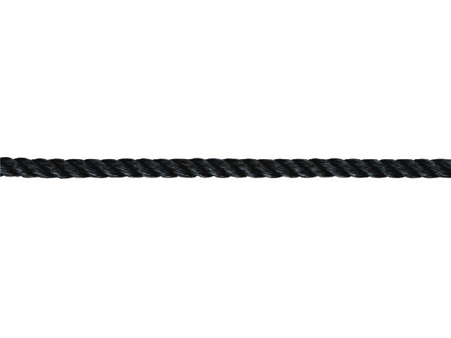 Talamex, 3-strenget polypropylen multifil, Sort, 15 % stræk, Fortøjningsline/Fenderline/Flydere – Størrelse: 12mm, 200 Meter