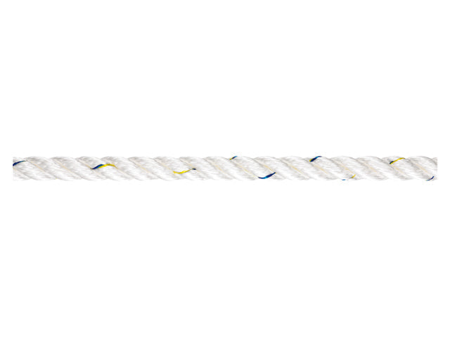 Talamex by Liros, Tiptolon 3-slået Nylon Ankerline, Hvid, Synkende – Størrelse: 8mm, 200 Meter