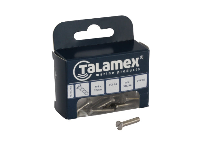 Talamex, Hovedskrue Cs, Slidset, AISI 316 Rustfrit Stål – Størrelse: M6x30, 6 Stk