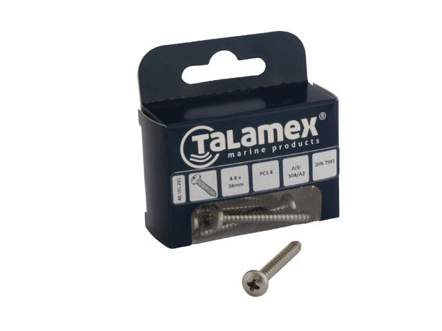 Talamex, Tankeskrue PH Ck AISI 304, 589081 – Størrelse: 3,5x38, 6 Stk